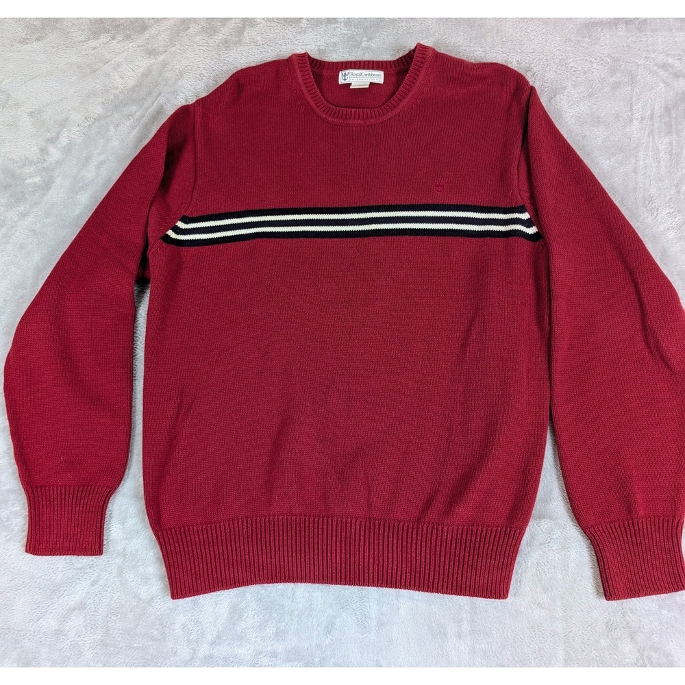 Royal Caribbean Men's Size L Red Cotton Crew Neck Sweater Old Money Classic